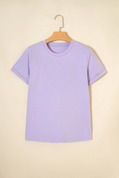 White Casual Crew Neck Short Sleeve Basic Tee