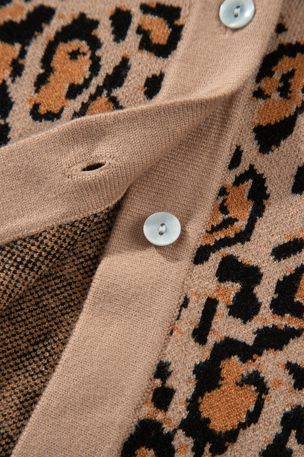 Leopard Print Button Up Knit Cardigan Top