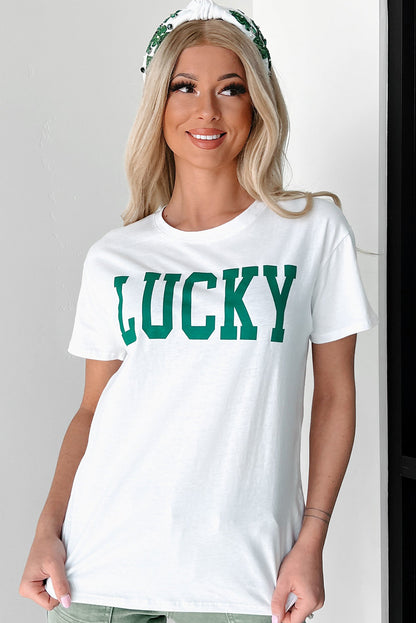 St. Patrick’s White Lucky Letter Graphic Tee