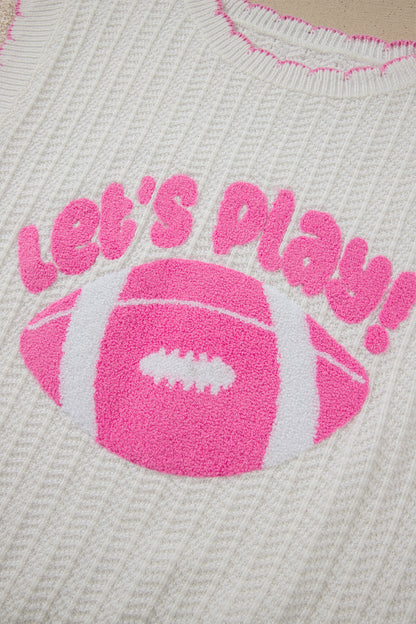 Lets Play Textured Knit Rugby Pattern Sweater Vest Game Day