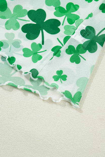 St. Patrick's Day Shamrock Mesh Lettuce Trim Top