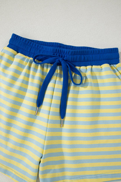Striped Two Piece Lounge Set Womens Tee and Shorts