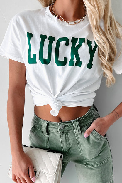 St. Patrick’s White Lucky Letter Graphic Tee