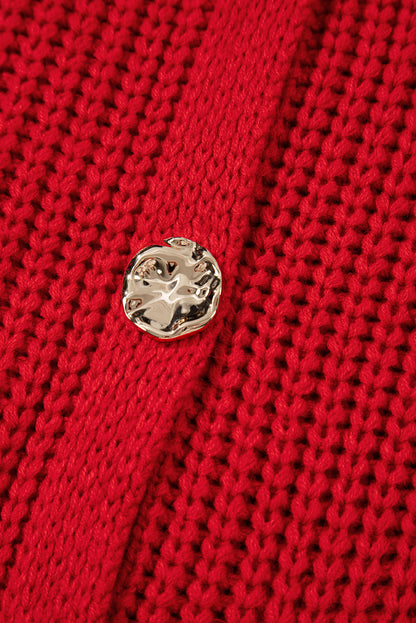 White Chunky Knit Button Front Sweater Vest Women