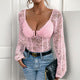 Lace Corset Bodysuit Sheer Long Sleeve Teddy