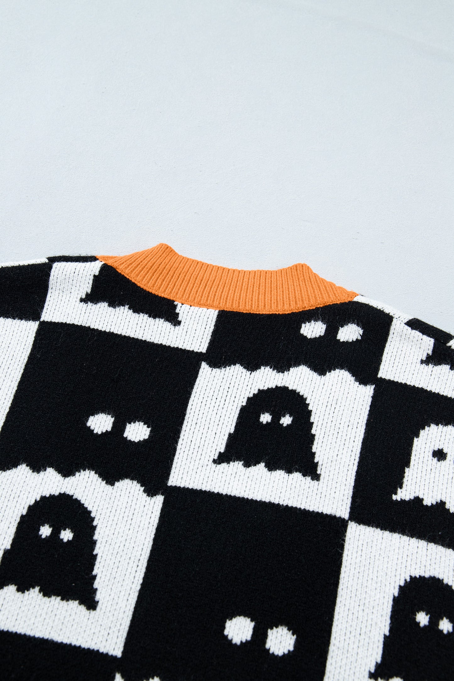 Halloween Ghost Print Open Front Knit Cardigan