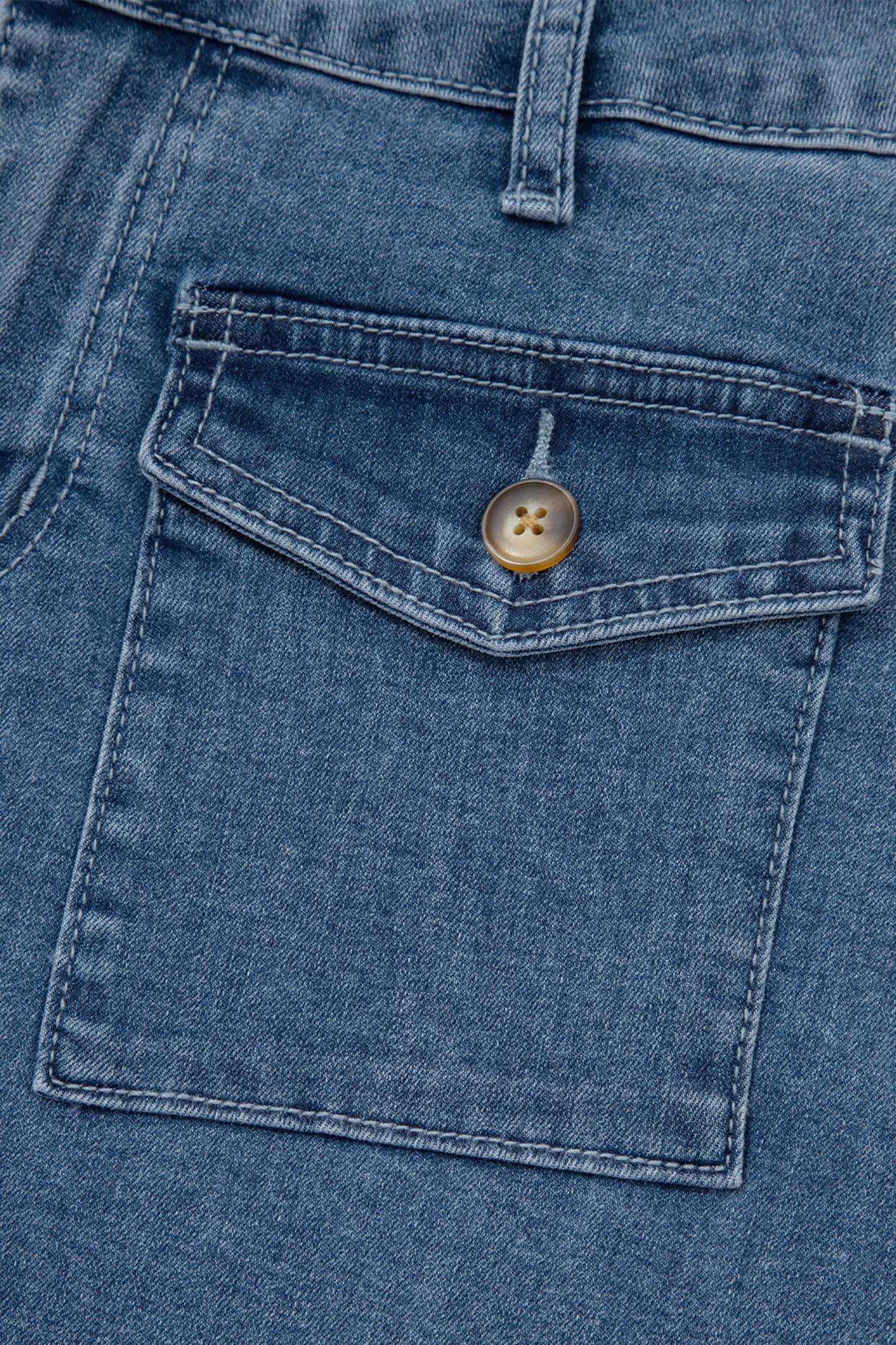 High Waist Flap Pocket Denim Shorts