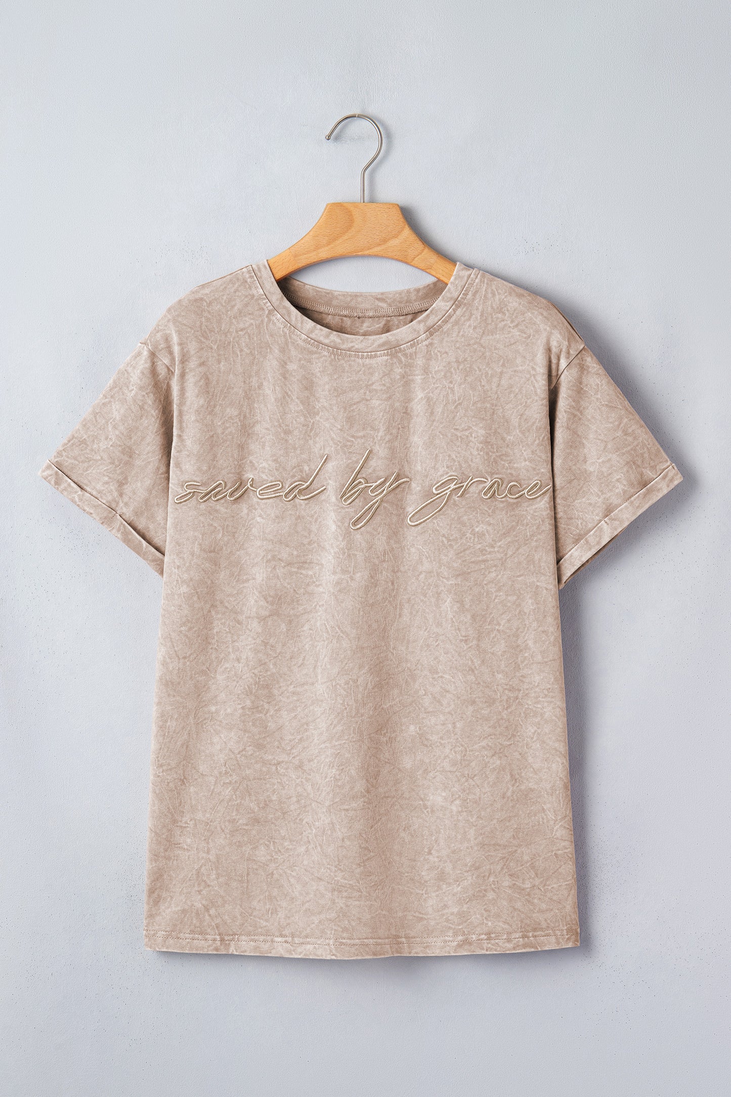 Mineral Washed Cotton Tee Saved by Grace Graphic