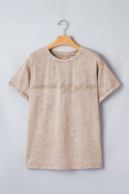 Mineral Washed Cotton Tee Saved by Grace Graphic