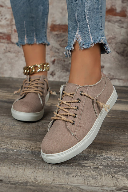 Parchment Criss Cross Slip On Canvas Flats