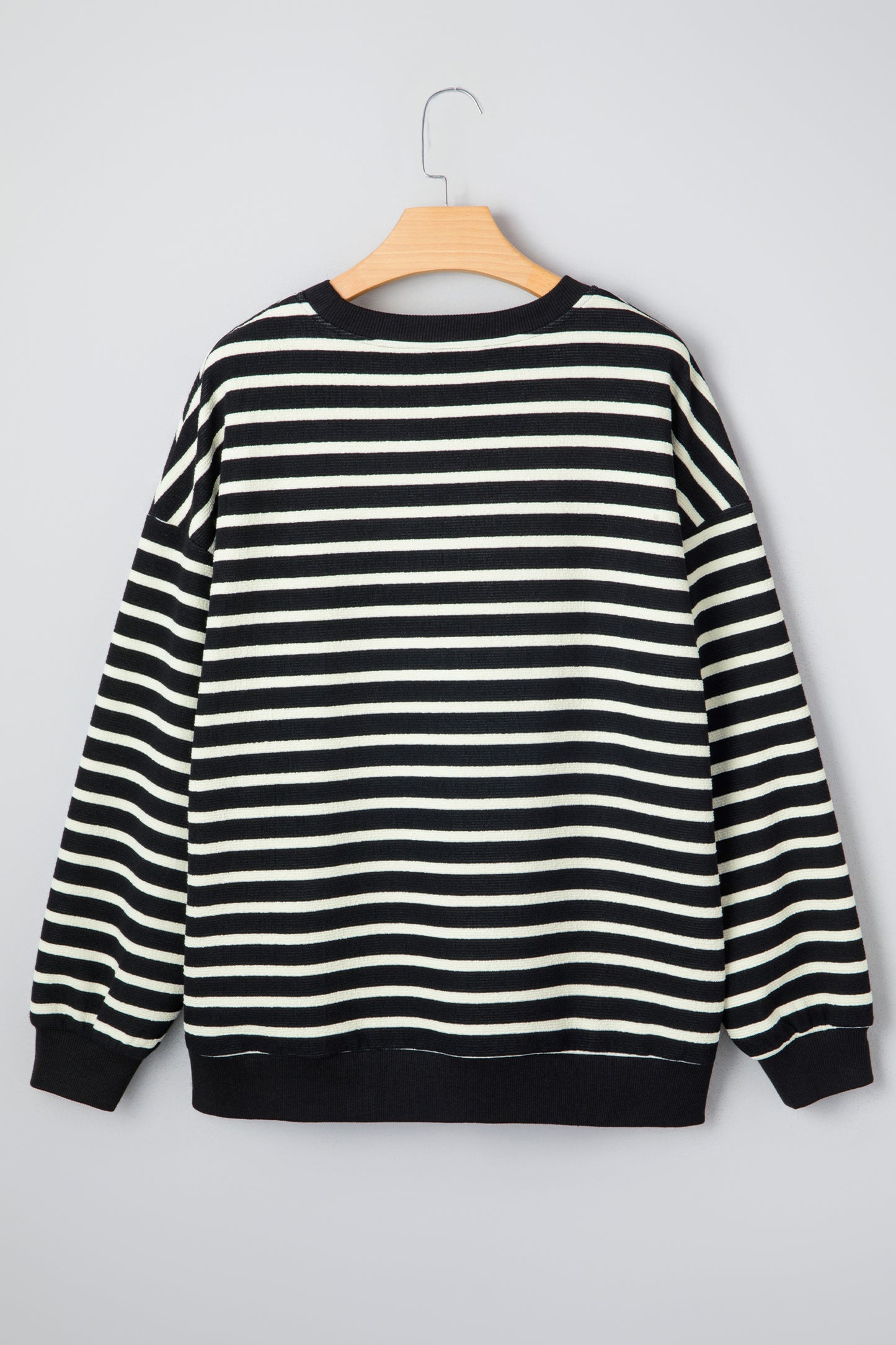 Black Striped MERRY Christmas Sweatshirt Drop Shoulder Pullover