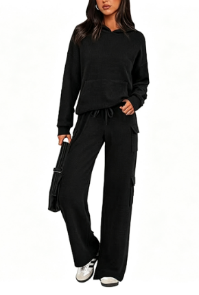 Women's Cargo Hoodie Sweatpants Matching Lounge Set