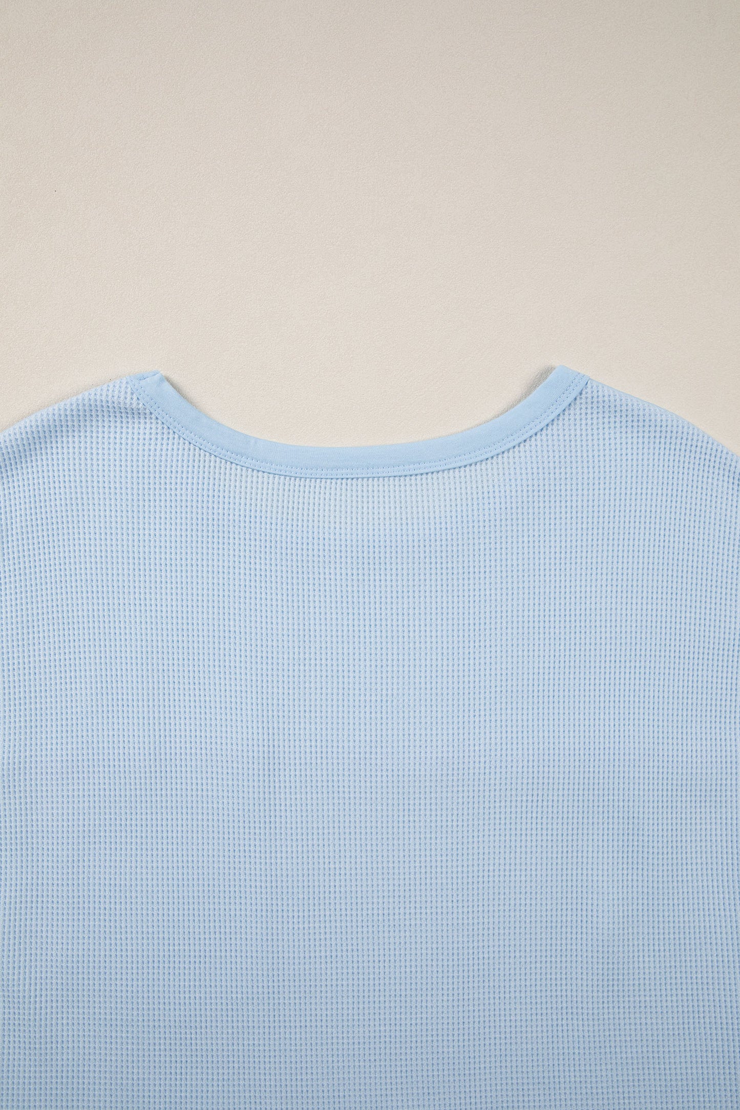 Waffle Knit Patchwork Pocket Loose Fit Casual T Shirt