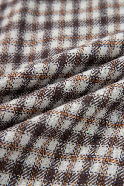 Plaid Shacket with Contrast Corduroy Flap Pockets