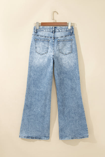 Western Light Wash High Waist Wide Leg Denim Jeans