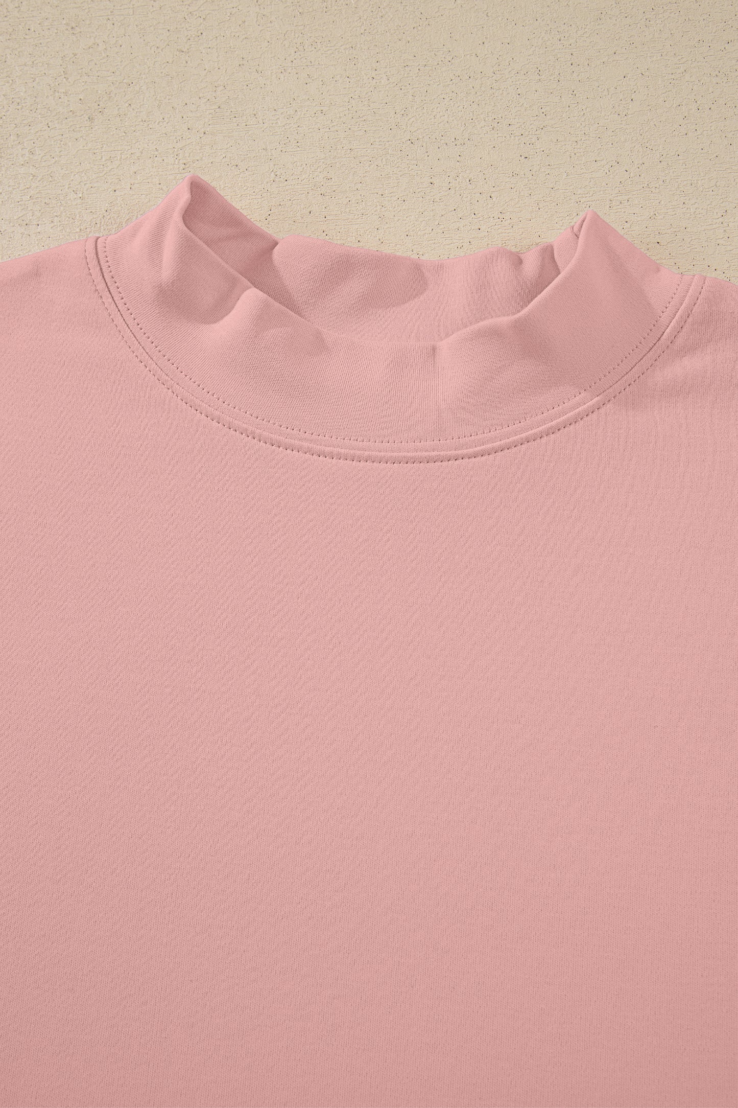 Dark Blue Oversized Mock Neck Tee Casual Relaxed Top