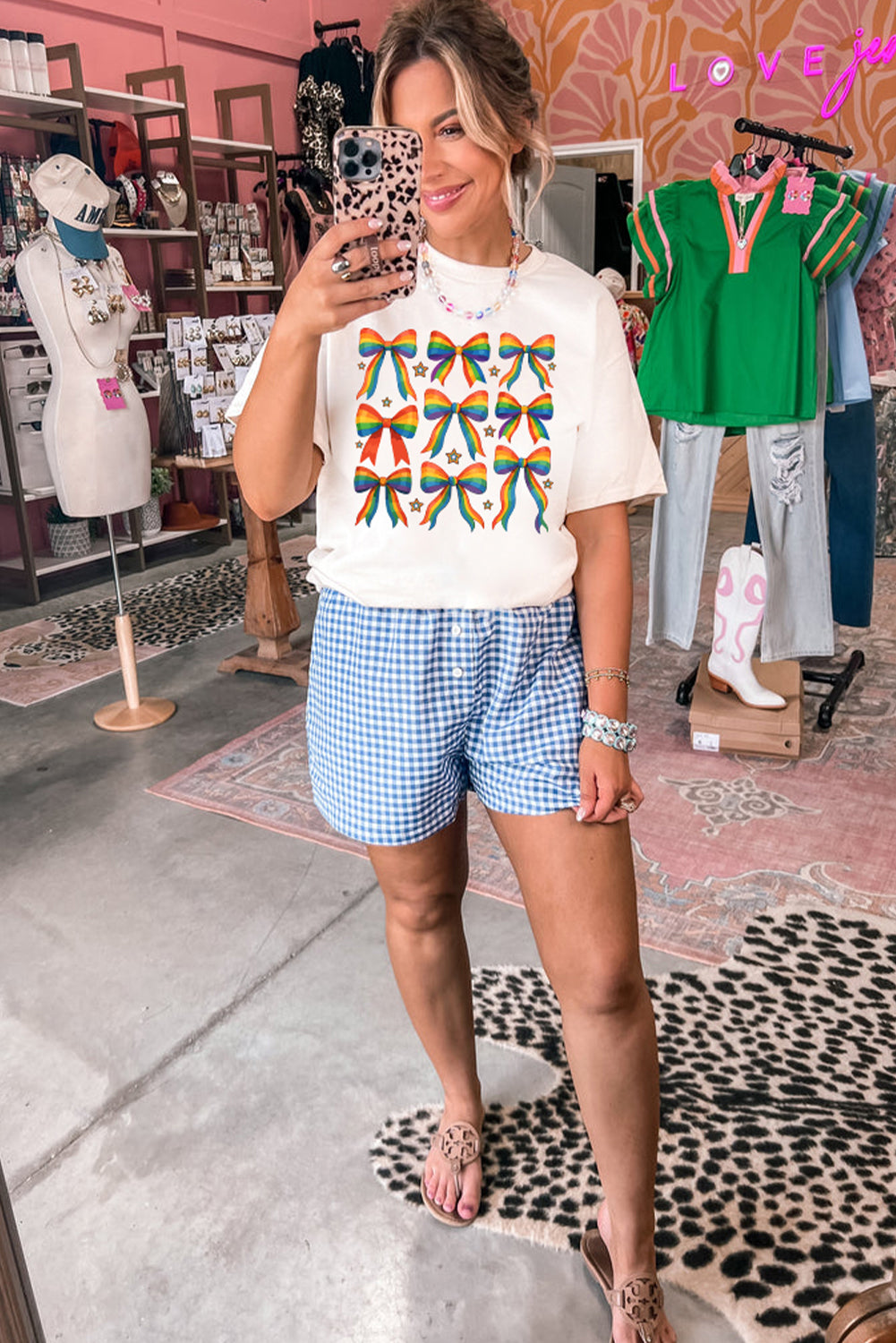 Rainbow Bow Graphic Pride Cotton Blend Casual Tee
