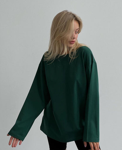 Loose Fit Cotton Long Sleeve Casual T Shirt for Women