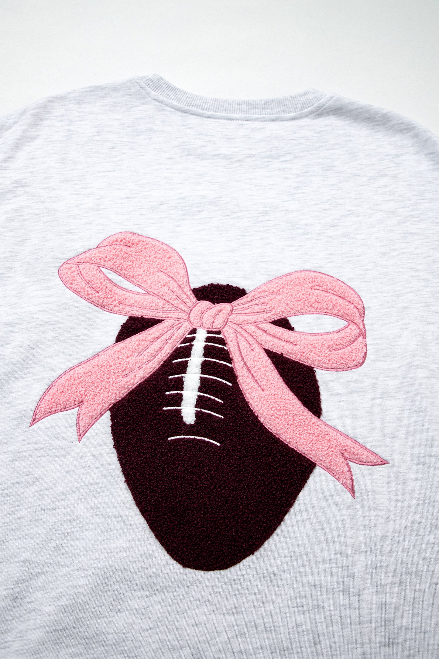 Embroidered Football Bow Back Game Day Sweatshirt