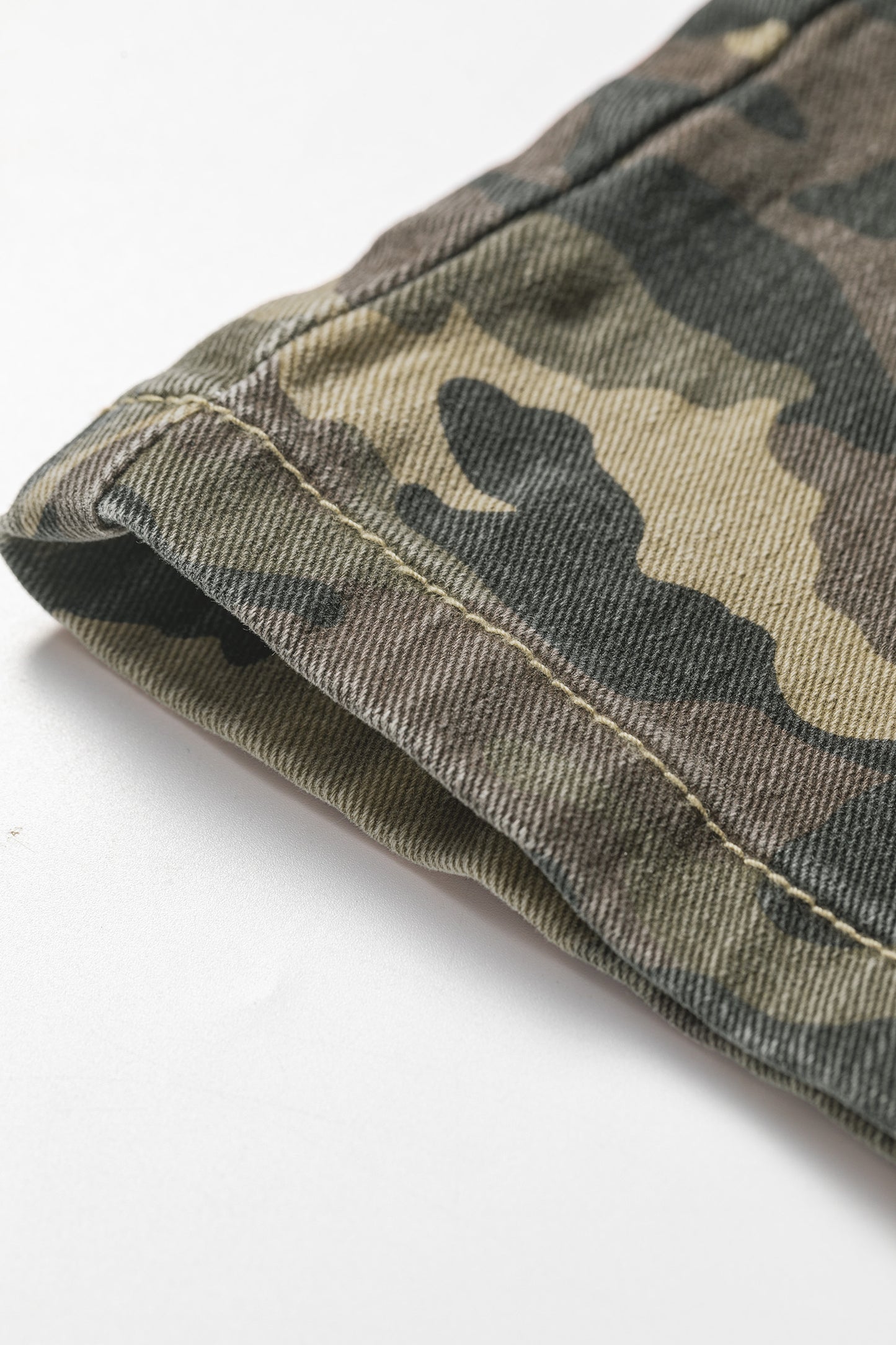 Camo Denim Shorts High Rise Western Casual Summer Shorts