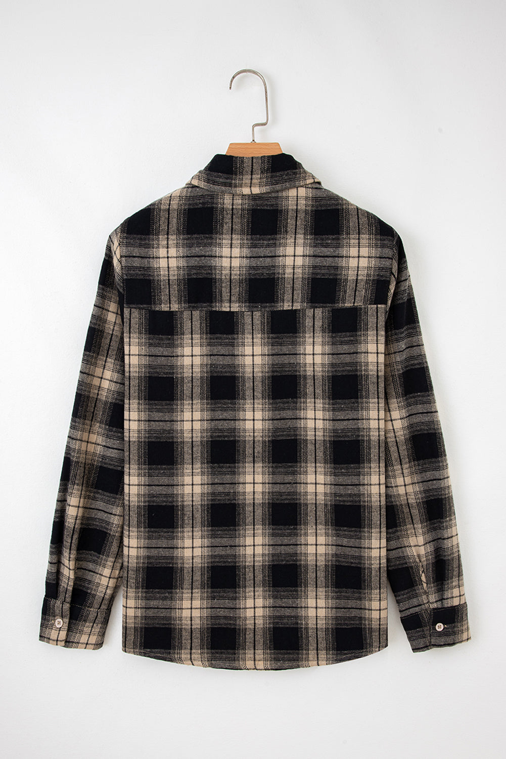 Retro Plaid Brushed Shacket with Double Flap Pockets