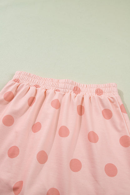 Polka Dot Tank Top Split Skort 2 Piece Lounge Set