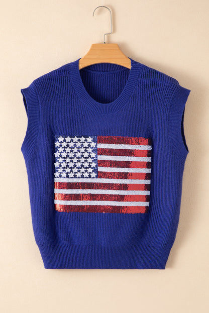 Bonbon Sparkling American Flag Knitted Vest