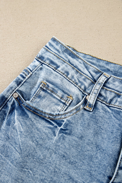 Western Light Wash High Waist Wide Leg Denim Jeans