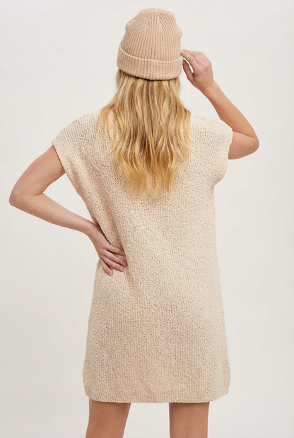 V Neck Knit Sweater Dress with Pockets Casual Cozy