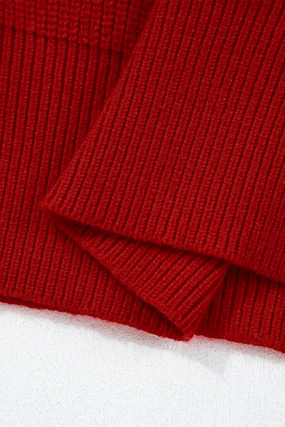 Apricot Lantern Sleeve V Neck Knot Back Sweater