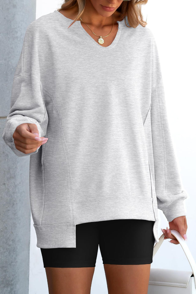Bold Striped V-Neck Sweatshirt with Neon Contrast Trim