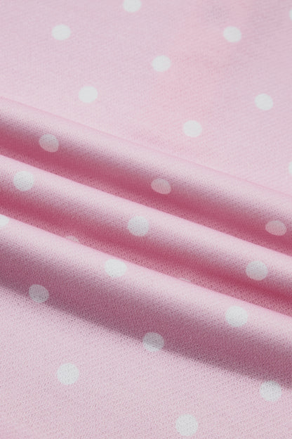 Polka Dot Button Collar Pullover Sweatshirt