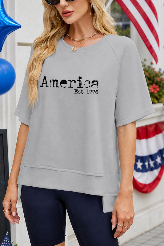 "America Est 1776" Oversized July 4th Graphic Tee