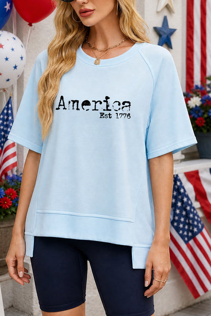 "America Est 1776" Oversized July 4th Graphic Tee