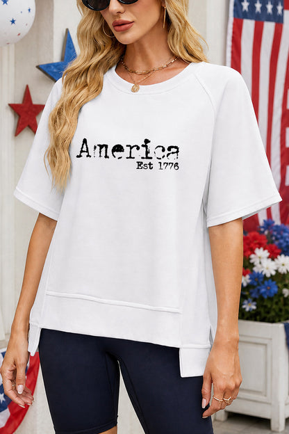 "America Est 1776" Oversized July 4th Graphic Tee
