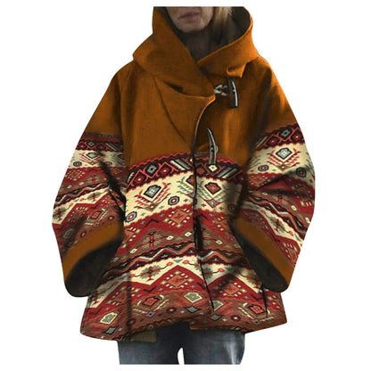 Women's Aztec Print Oversized Wool Blend Coat