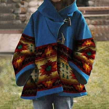 Women's Aztec Print Oversized Wool Blend Coat