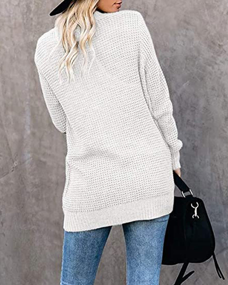 Women's Oversized Chunky Knit Open Front Cardigan Pockets