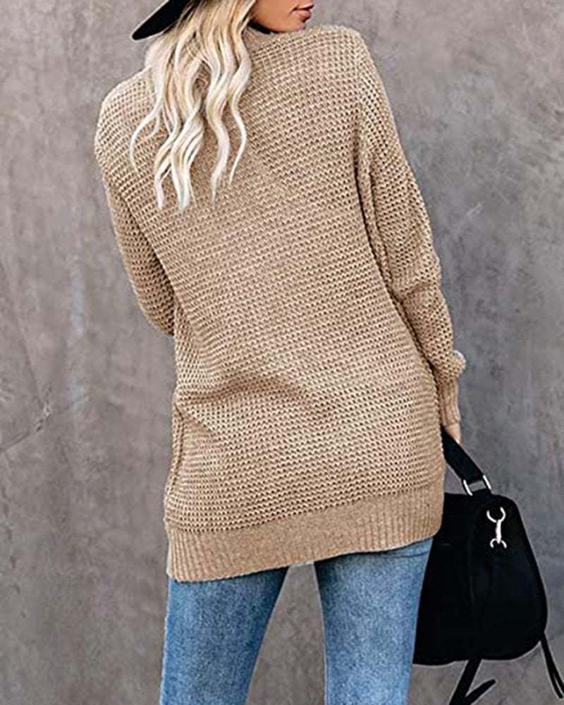 Women's Oversized Chunky Knit Open Front Cardigan Pockets