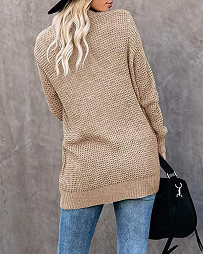 Women's Oversized Chunky Knit Open Front Cardigan Pockets