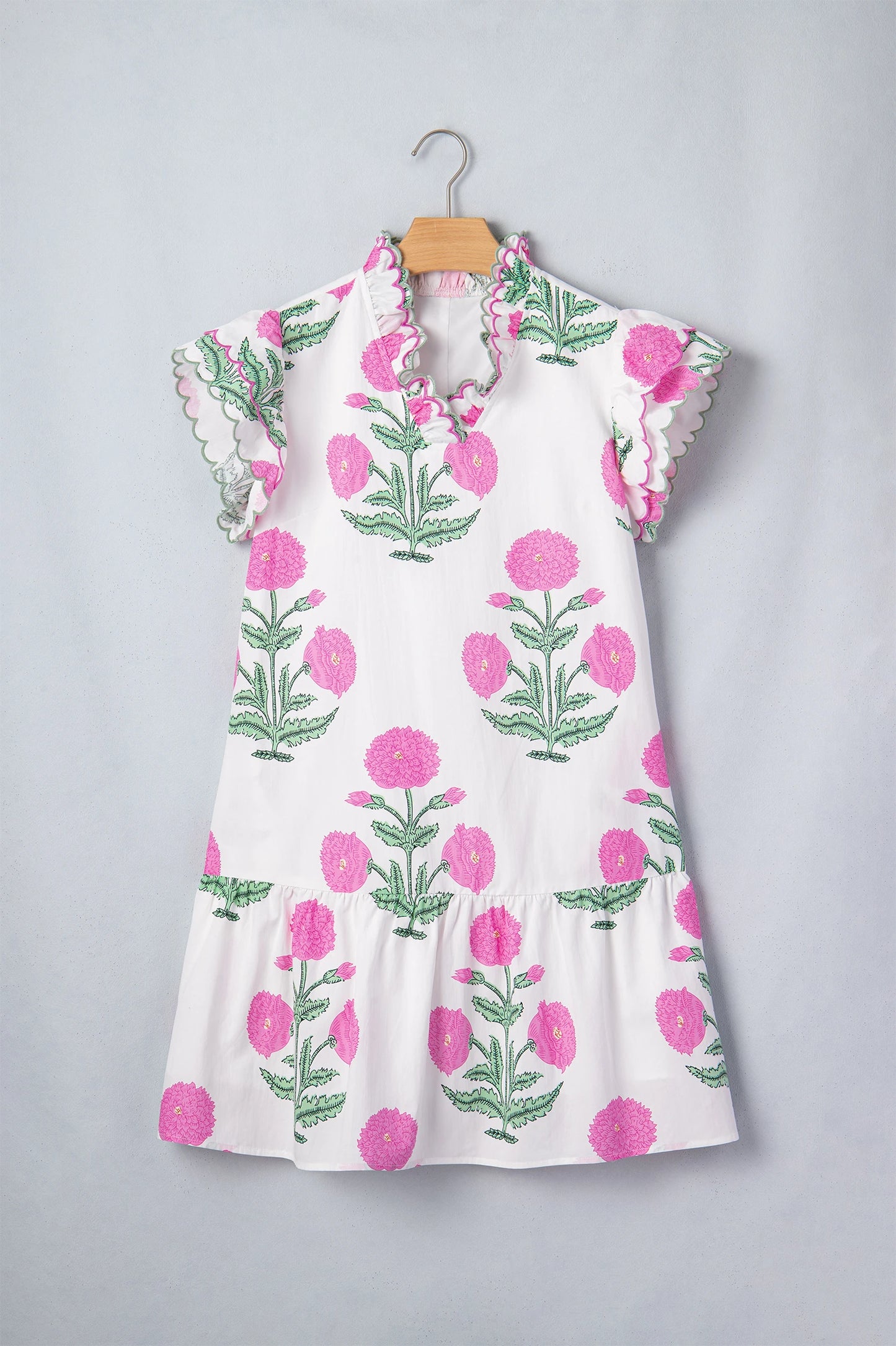 Floral Embroidered V Neck Mini Dress Women Casual