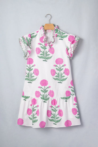 Floral Embroidered V Neck Mini Dress Women Casual