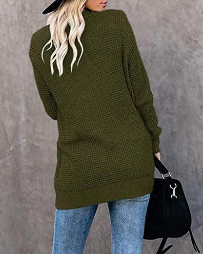 Women's Oversized Chunky Knit Open Front Cardigan Pockets