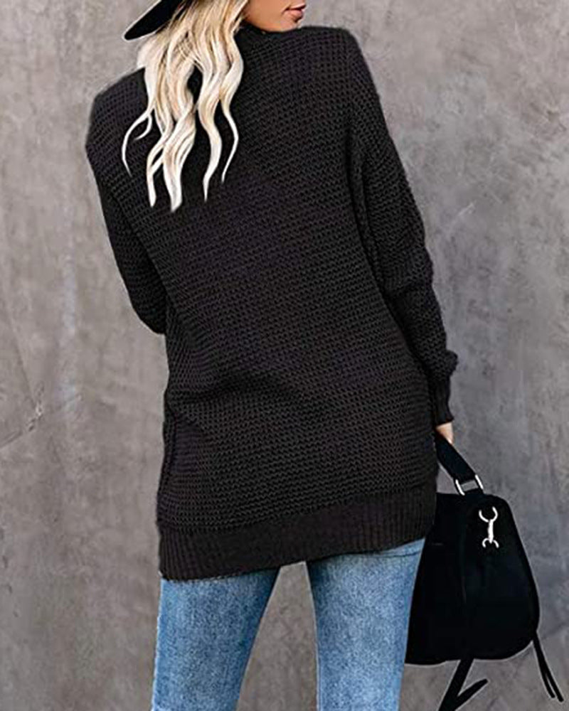 Women's Oversized Chunky Knit Open Front Cardigan Pockets