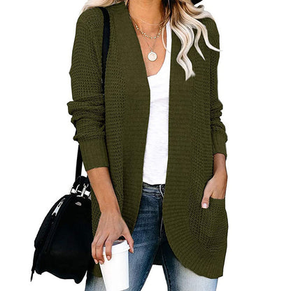 Women's Oversized Chunky Knit Open Front Cardigan Pockets