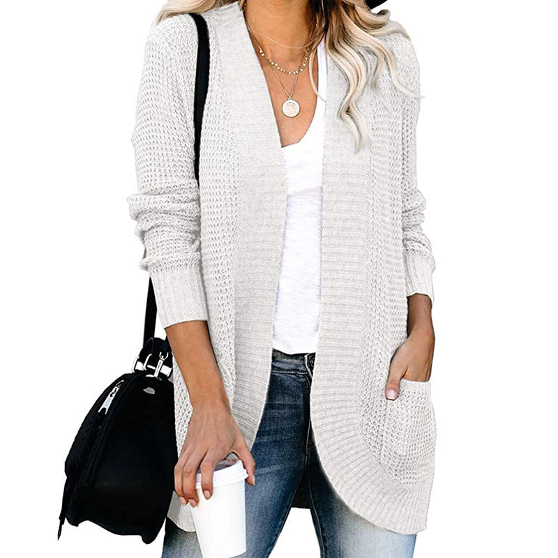 Women's Oversized Chunky Knit Open Front Cardigan Pockets