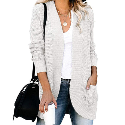Women's Oversized Chunky Knit Open Front Cardigan Pockets