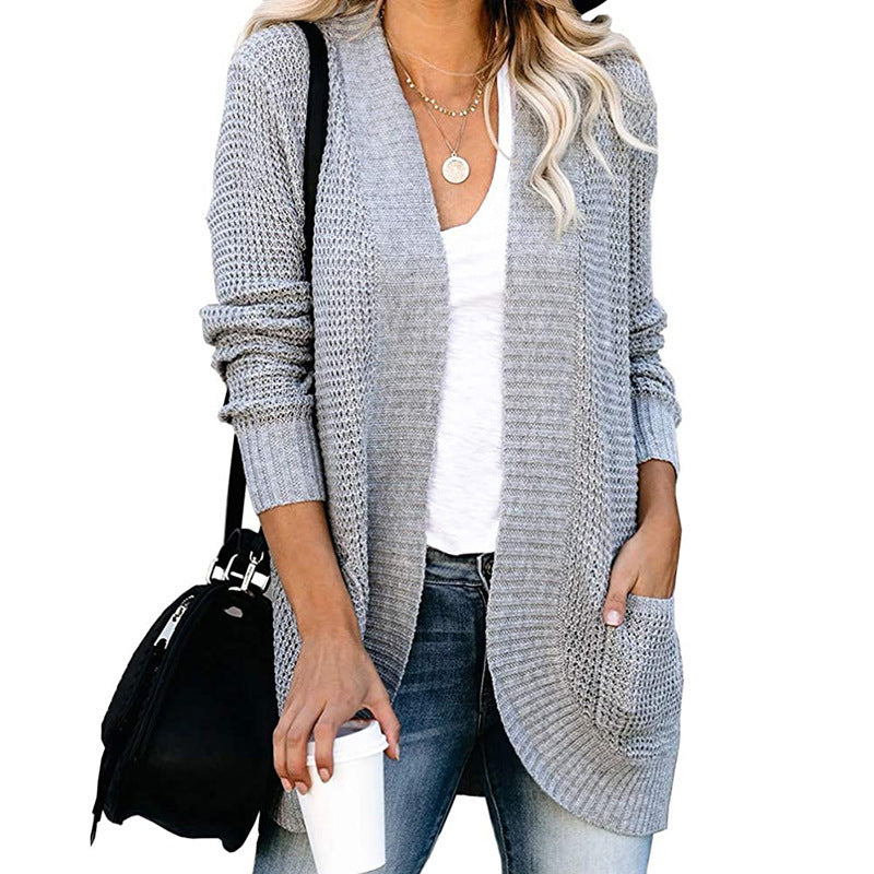 Women's Oversized Chunky Knit Open Front Cardigan Pockets