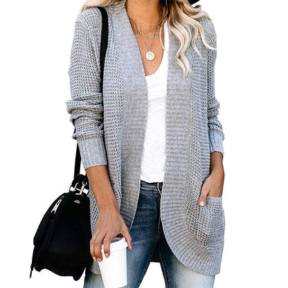 Women's Oversized Chunky Knit Open Front Cardigan Pockets