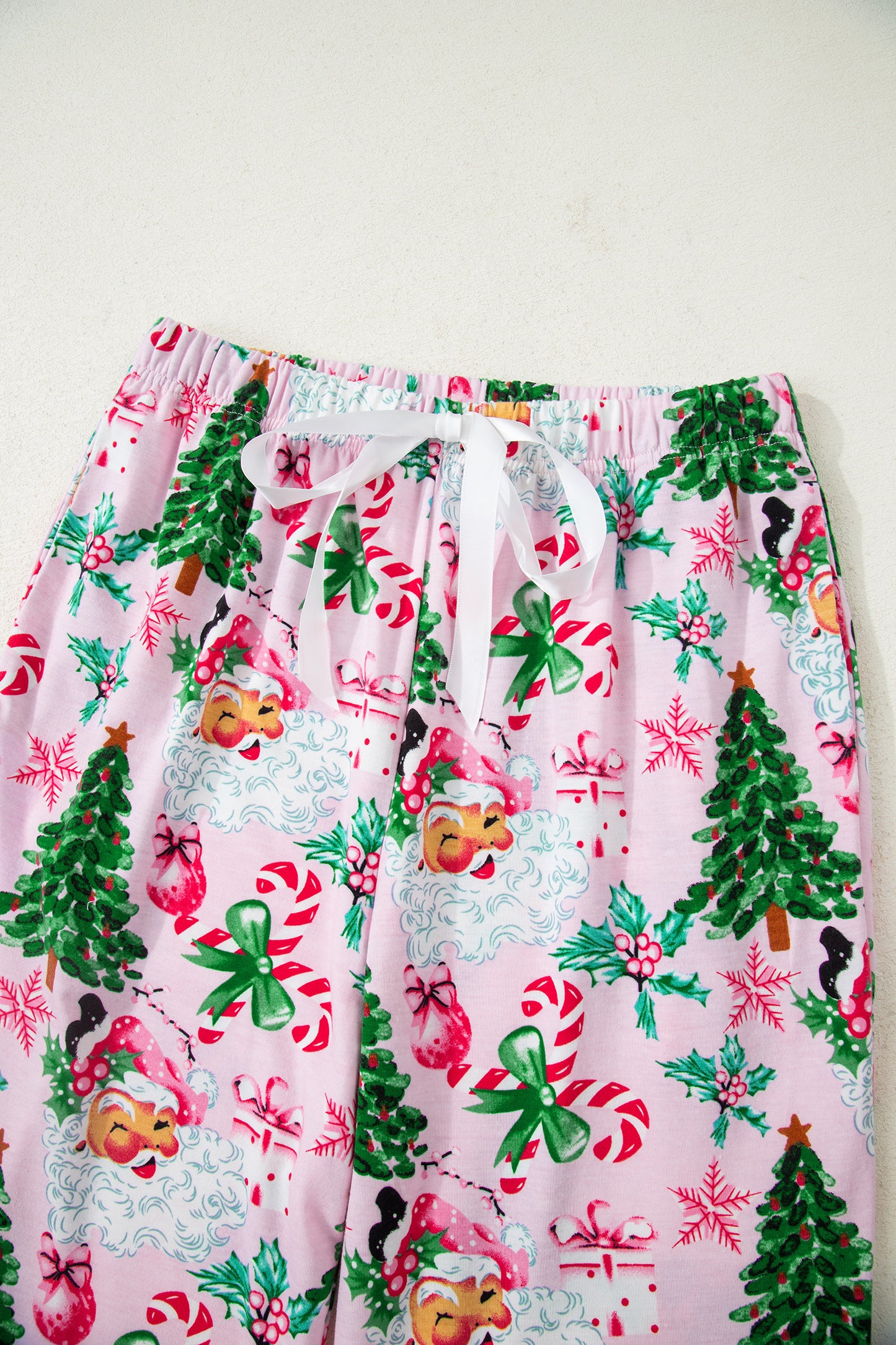 Christmas Tree Print Button Lounge Set for Women 2pcs